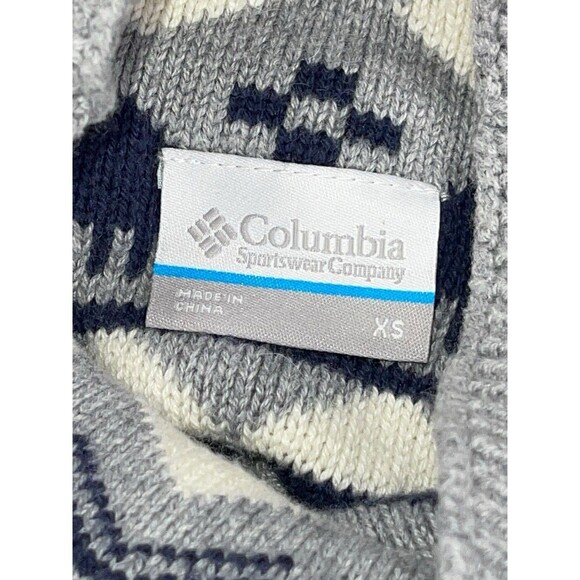 Columbia Pine Street Jacquard Pullover Sweater Women XS Gray Mock Neck Ski Lodge - Picture 7 of 8
